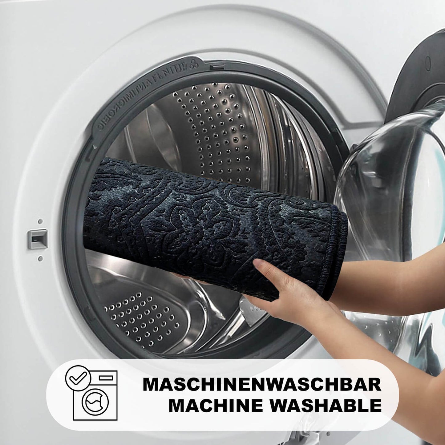 Bonny Home Ultrasoft Schwarz 3er Set Badematte Rutschfeste Badvorleger mit Ledersohle
