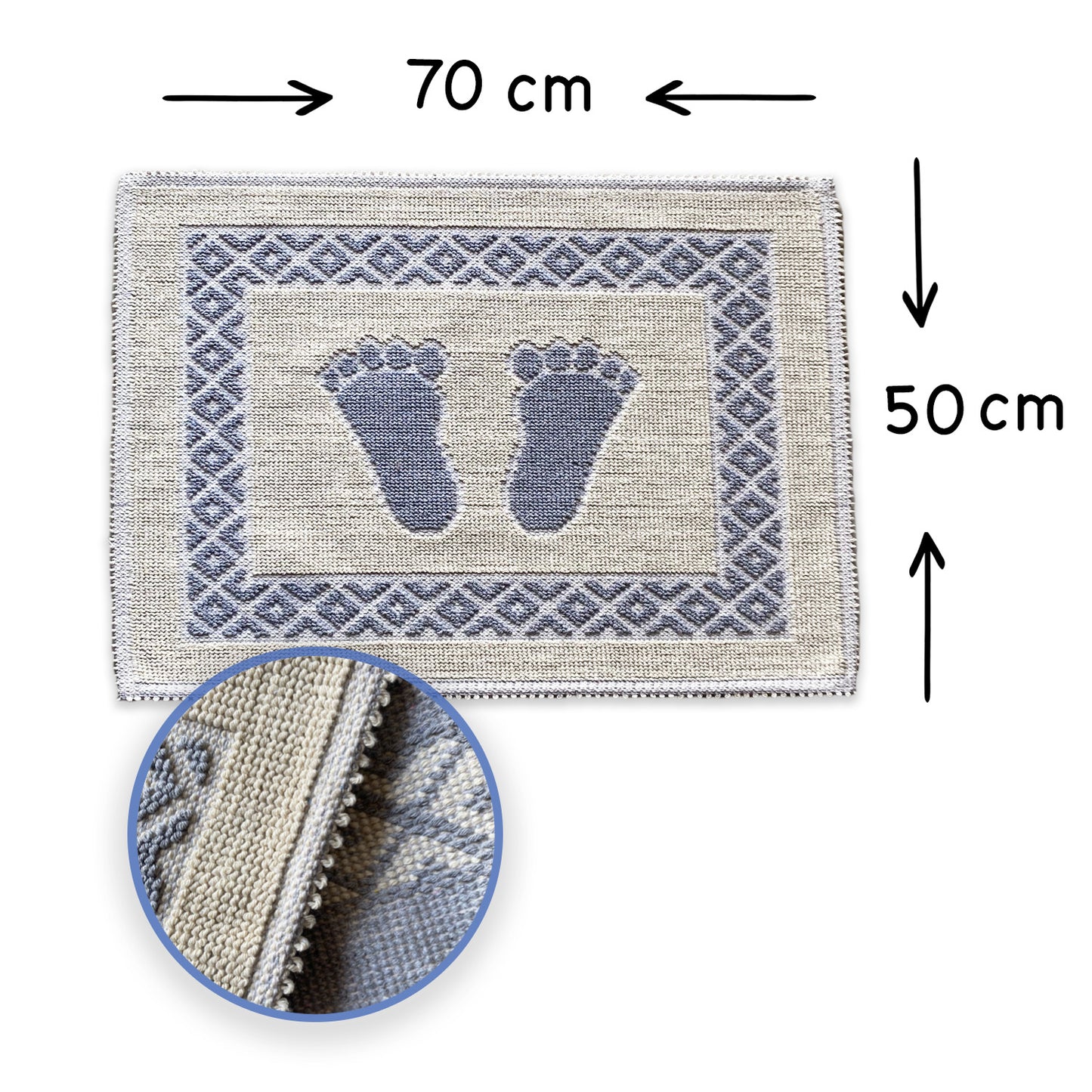 Bonny Home Soffy Creme & Grau 2er Pack Badematte Natürliche Baumwolle Badteppich