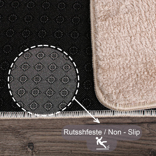 Relax Beige Teppich fuer Wohnzimmer, Zimmer und Flur – Rutschfeste Unterseite, Maschinenwaschbar, Laeufer