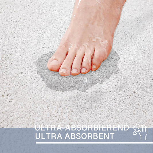 Rixos Creme 2er Set Badematte Rutschfeste Badvorleger mit Ledersohle