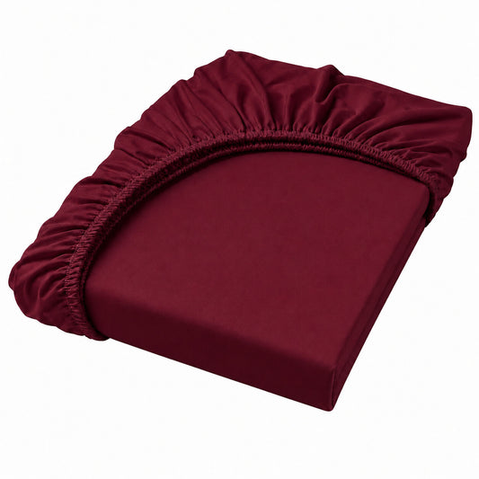 Bonny Home Spannbettlaken Burgundy – 100 % Baumwolle – Für Einzel- und Doppelbett