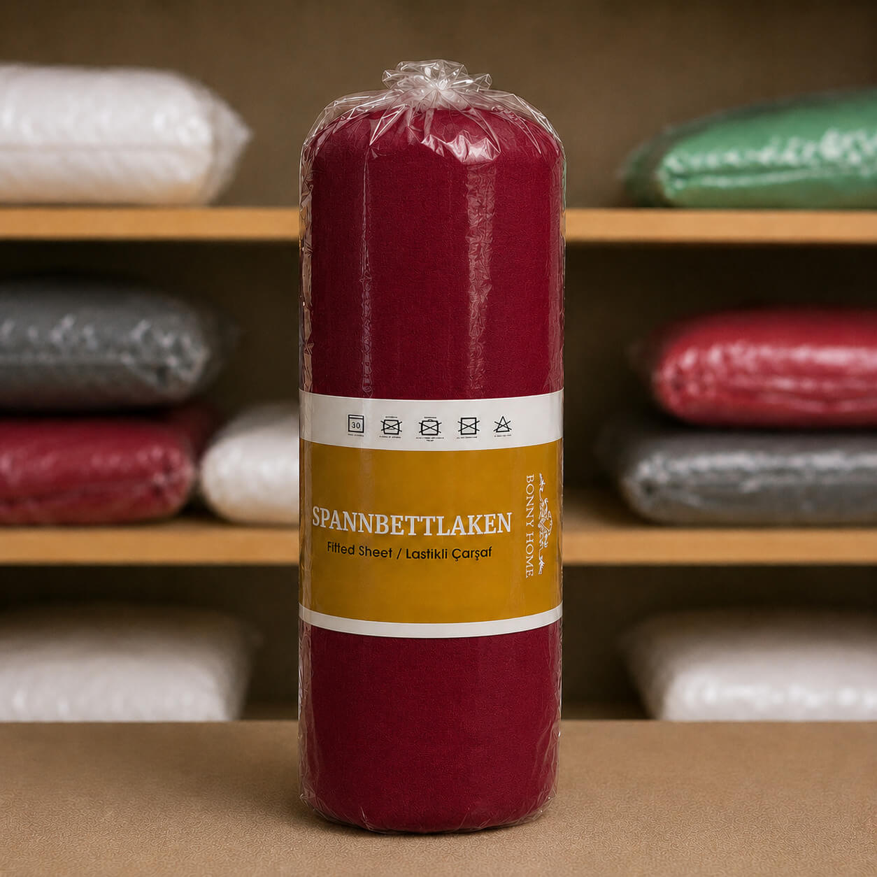 Bonny Home Spannbettlaken Burgundy – 100 % Baumwolle – Für Einzel- und Doppelbett