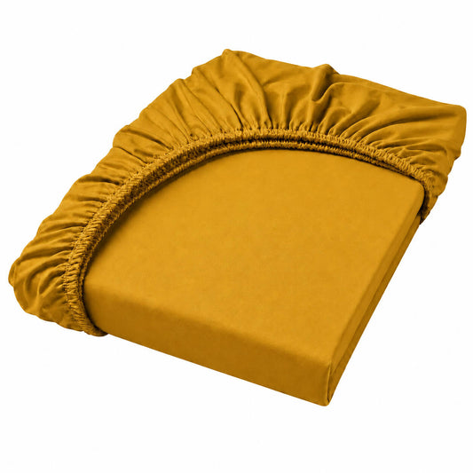 Bonny Home Spannbettlaken Senfgelb – 100 % Baumwolle – Für Einzel- und Doppelbett