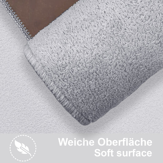 Bonny Home Unicolor Grau 3er Set Badematten – Rutschfeste Badvorleger mit Ledersohle