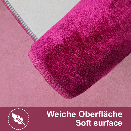 Bonny Home Unicolor Pflaume 3er Set Badematten – Rutschfeste Badvorleger mit Ledersohle