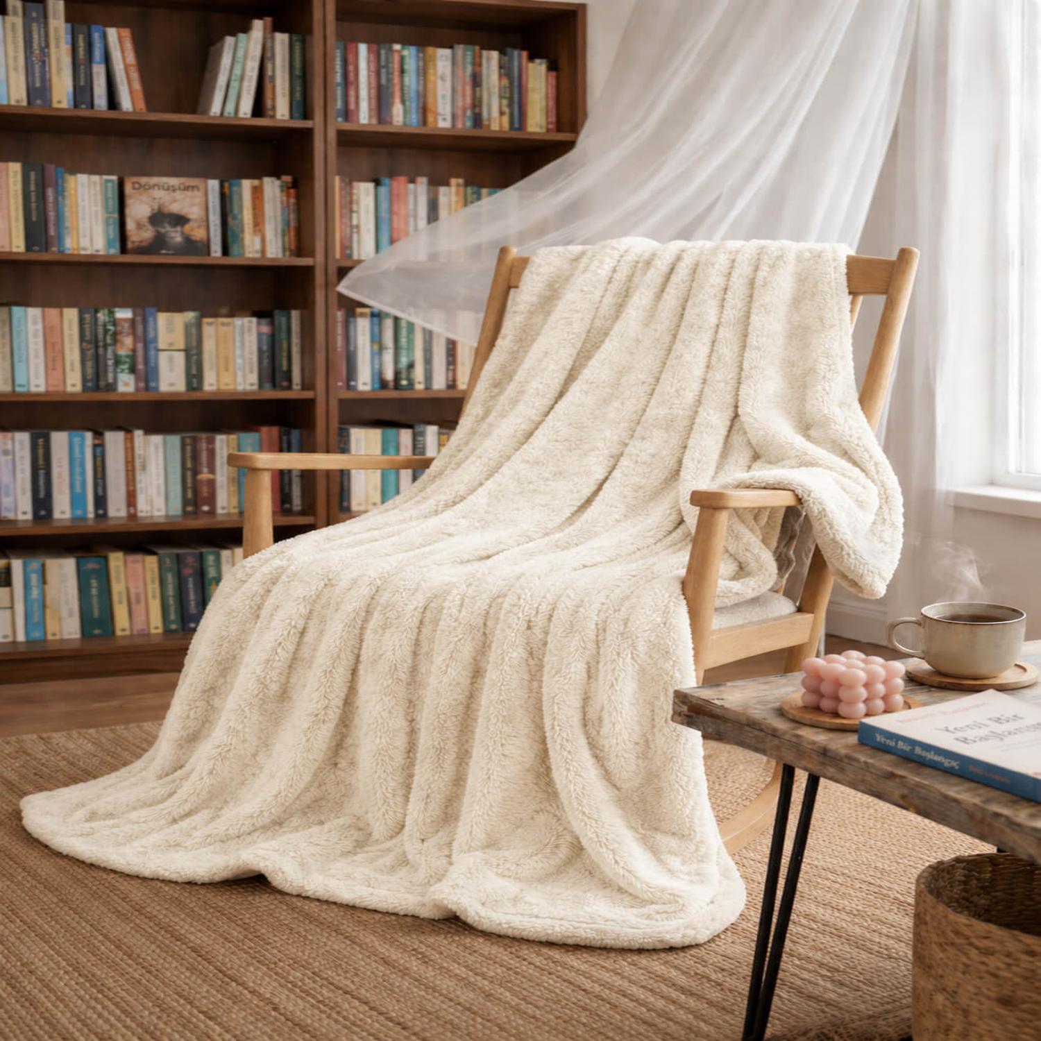 Bonny Home Welsoft Decke Creme, Doppelgrösse, 185 x 220 cm