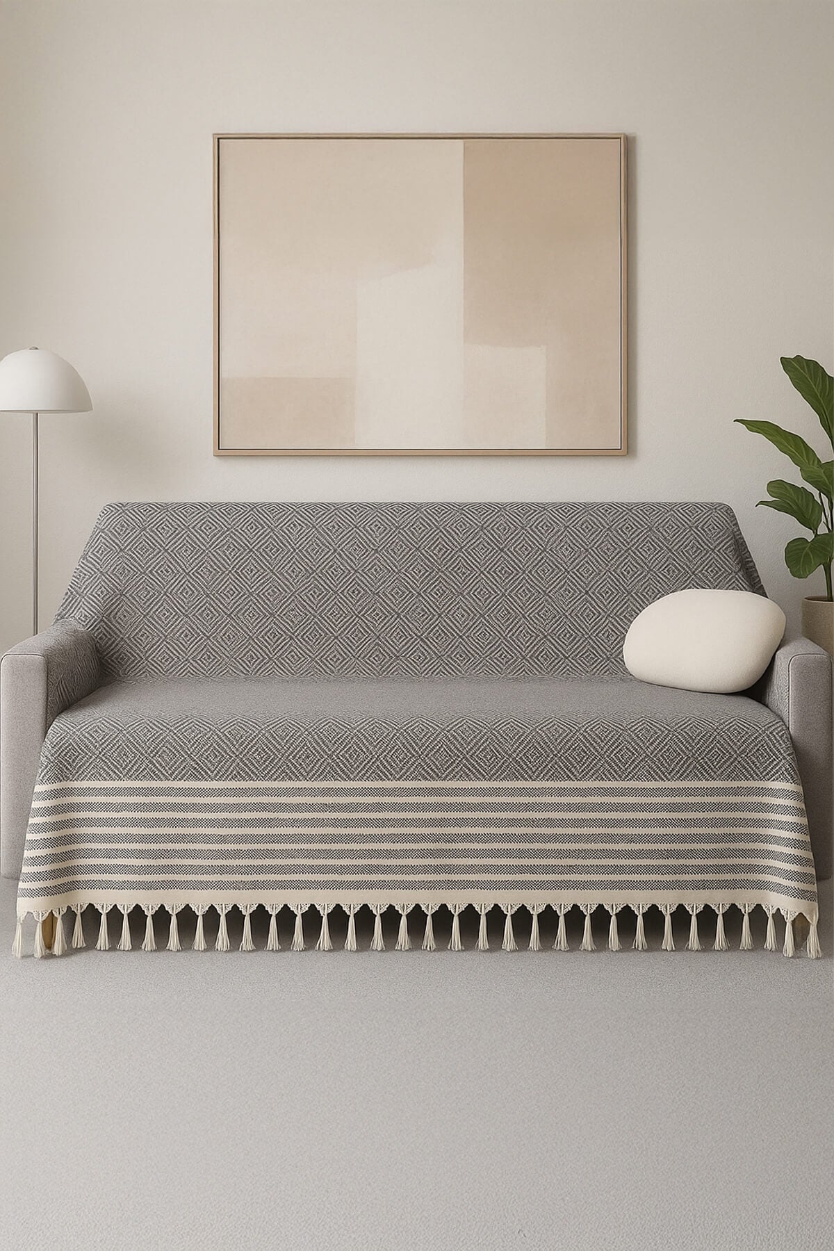 Alora Anthrazit Sofadecke 180×220 cm – 100 % Baumwolle, Weich & Stilvoll