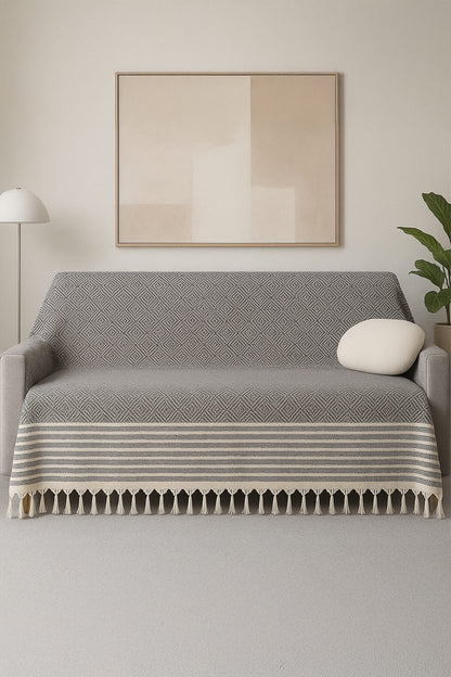 Alora Anthrazit Sofadecke 180×220 cm – 100 % Baumwolle, Weich & Stilvoll