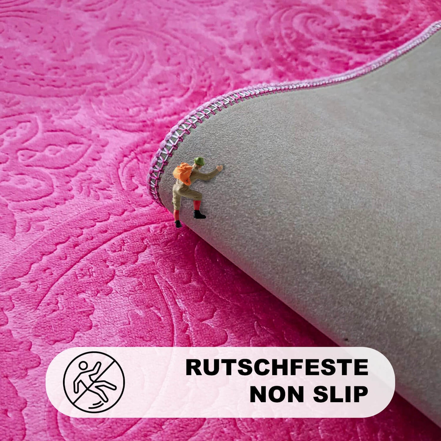 Bonny Home Ultrasoft Fuchsia 3er Set Badematte Rutschfeste Badvorleger mit Ledersohle