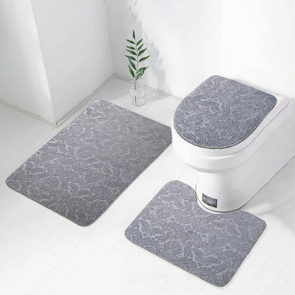 Bonny Home Ultrasoft Grau 3er Set Badematte Rutschfeste Badvorleger mit Ledersohle
