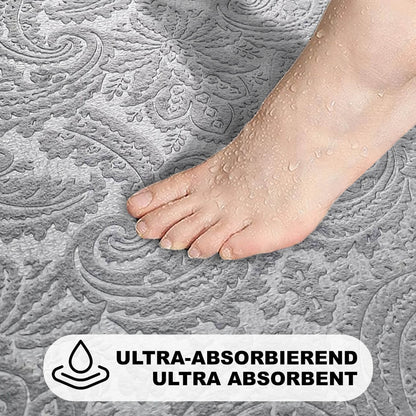 Bonny Home Ultrasoft Grau 3er Set Badematte Rutschfeste Badvorleger mit Ledersohle