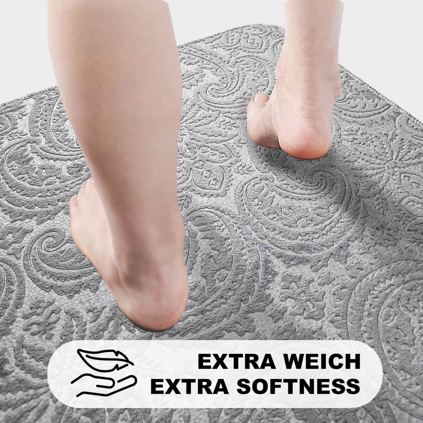 Bonny Home Ultrasoft Grau 3er Set Badematte Rutschfeste Badvorleger mit Ledersohle