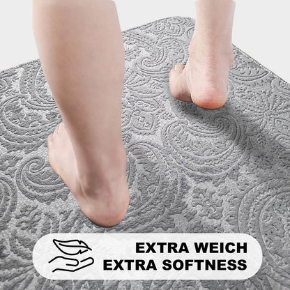 Bonny Home Ultrasoft Grau 3er Set Badematte Rutschfeste Badvorleger mit Ledersohle