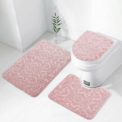 Bonny Home Ultrasoft Rosa 3er Set Badematte Rutschfeste Badvorleger mit Ledersohle