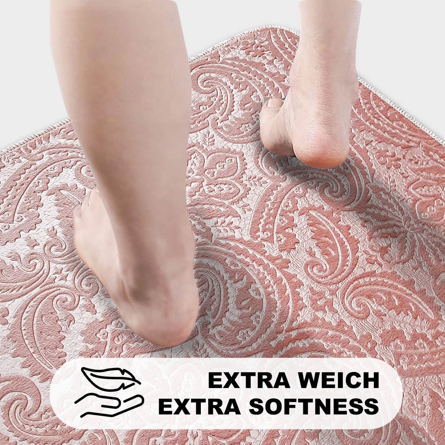 Bonny Home Ultrasoft Rosa 3er Set Badematte Rutschfeste Badvorleger mit Ledersohle