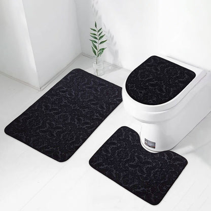 Bonny Home Ultrasoft Schwarz 3er Set Badematte Rutschfeste Badvorleger mit Ledersohle