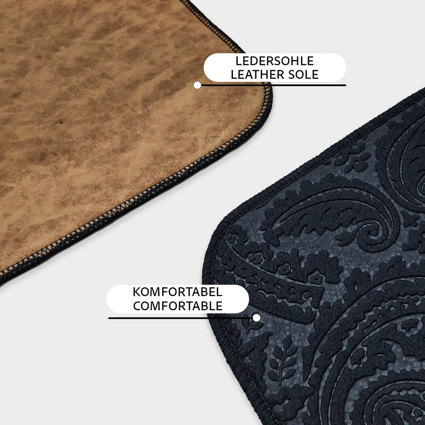 Bonny Home Ultrasoft Schwarz 3er Set Badematte Rutschfeste Badvorleger mit Ledersohle