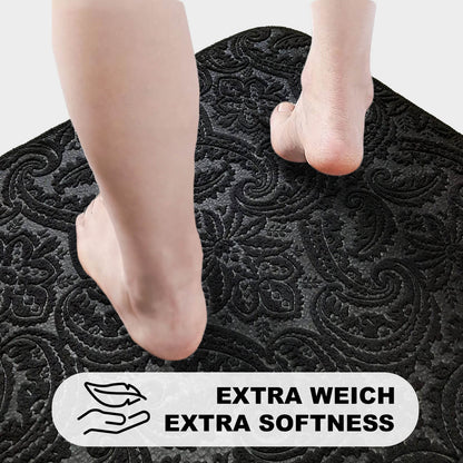 Bonny Home Ultrasoft Schwarz 3er Set Badematte Rutschfeste Badvorleger mit Ledersohle