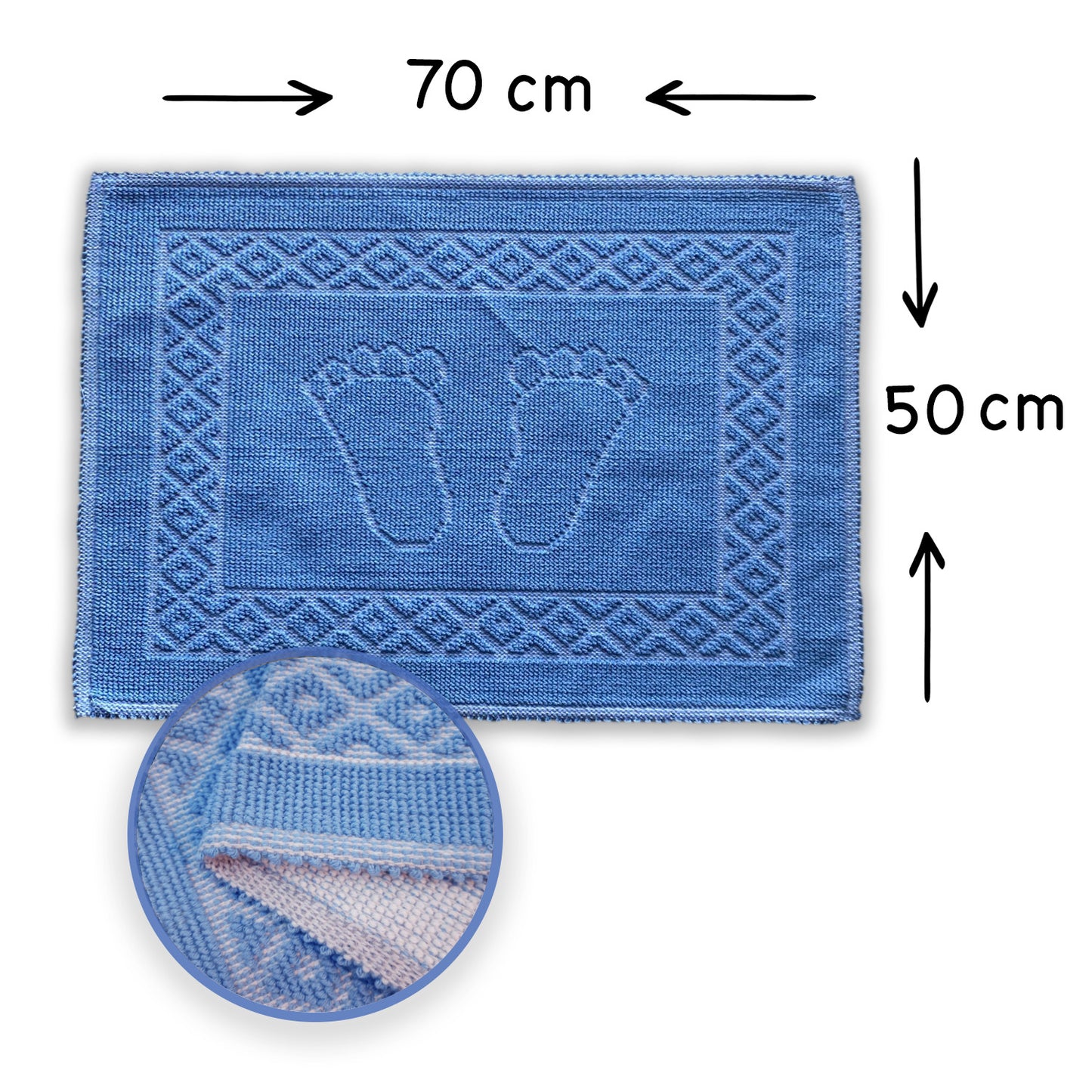 Bonny Home Soffy Blau & Blau 2er Pack Badematte Natürliche Baumwolle Badteppich