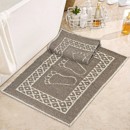 Bonny Home Soffy Braun & Braun 2er Pack Badematte Natürliche Baumwolle Badteppich