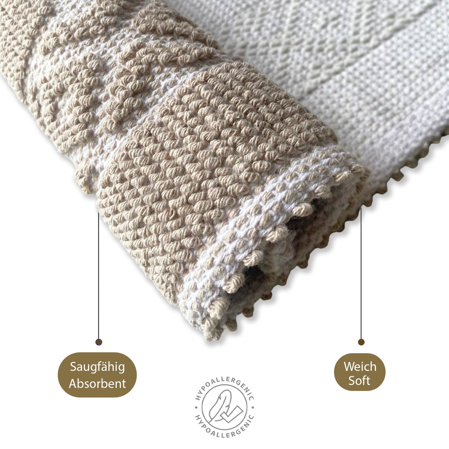 Bonny Home Soffy Braun & Braun 2er Pack Badematte Natürliche Baumwolle Badteppich