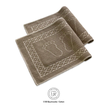 Bonny Home Soffy Braun & Braun 2er Pack Badematte Natürliche Baumwolle Badteppich