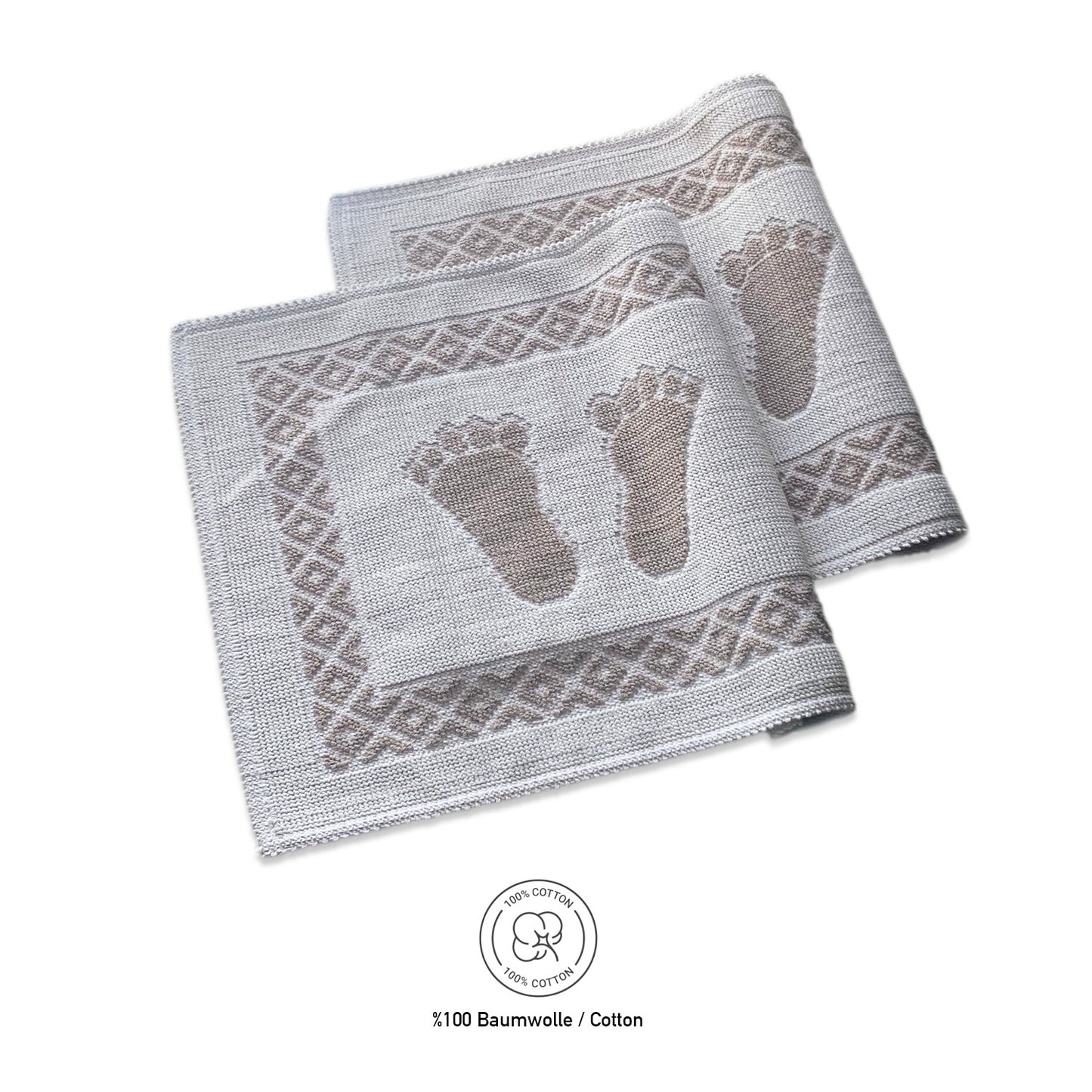 Bonny Home Soffy Creme & Braun 2er Pack Badematte Natürliche Baumwolle Badteppich