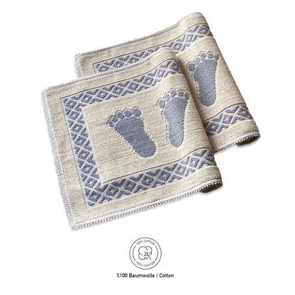 Bonny Home Soffy Creme & Grau 2er Pack Badematte Natürliche Baumwolle Badteppich