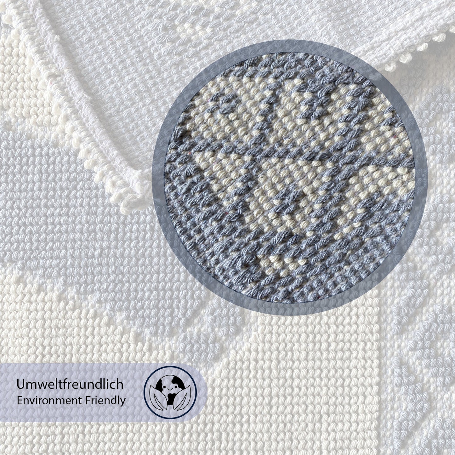 Bonny Home Soffy Creme & Grau 2er Pack Badematte Natürliche Baumwolle Badteppich