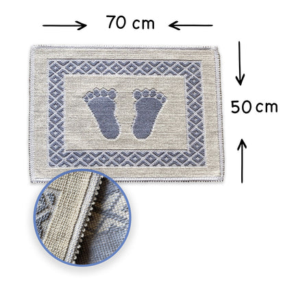 Bonny Home Soffy Creme & Grau 2er Pack Badematte Natürliche Baumwolle Badteppich