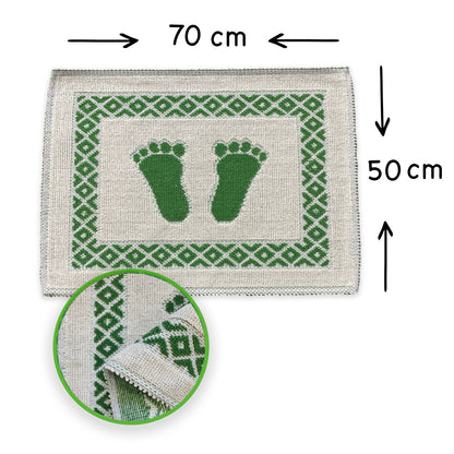 Bonny Home Soffy Creme & Grün 2er Pack Badematte Natürliche Baumwolle Badteppich