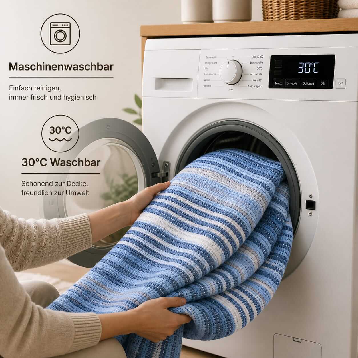 Bonny Home Evium Decke Blau 180x220 cm Baumwolle – 4 Jahreszeiten