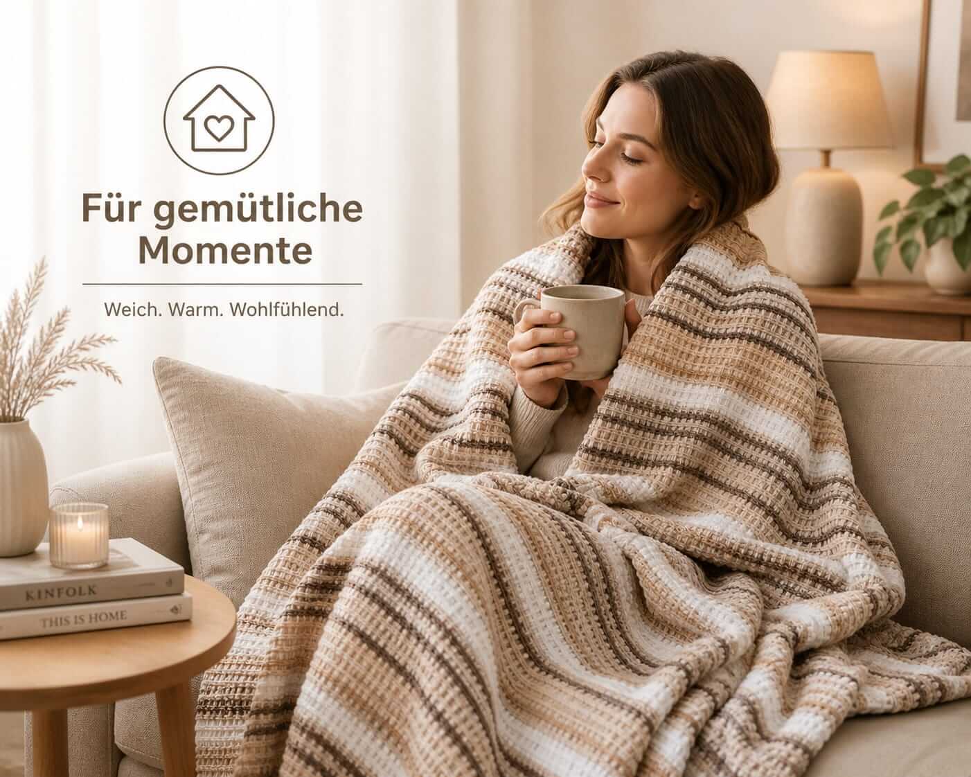 Bonny Home Evium Decke Braun 180x220 cm Baumwolle – 4 Jahreszeiten