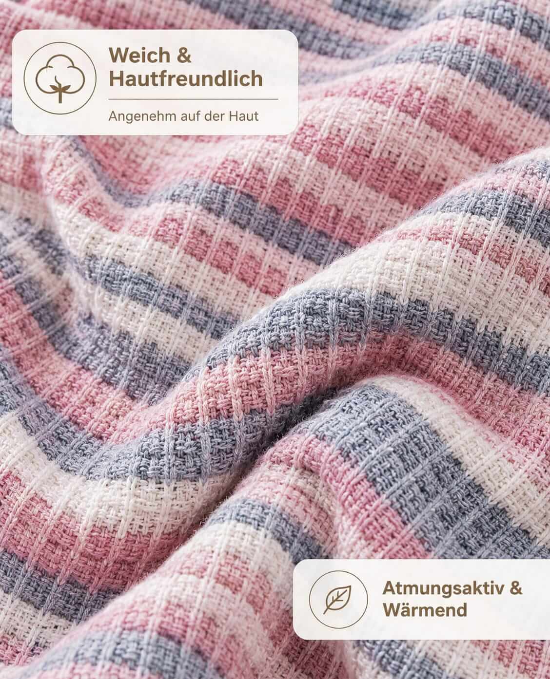 Bonny Home Evium Decke Rosa 180x220 cm Baumwolle – 4 Jahreszeiten