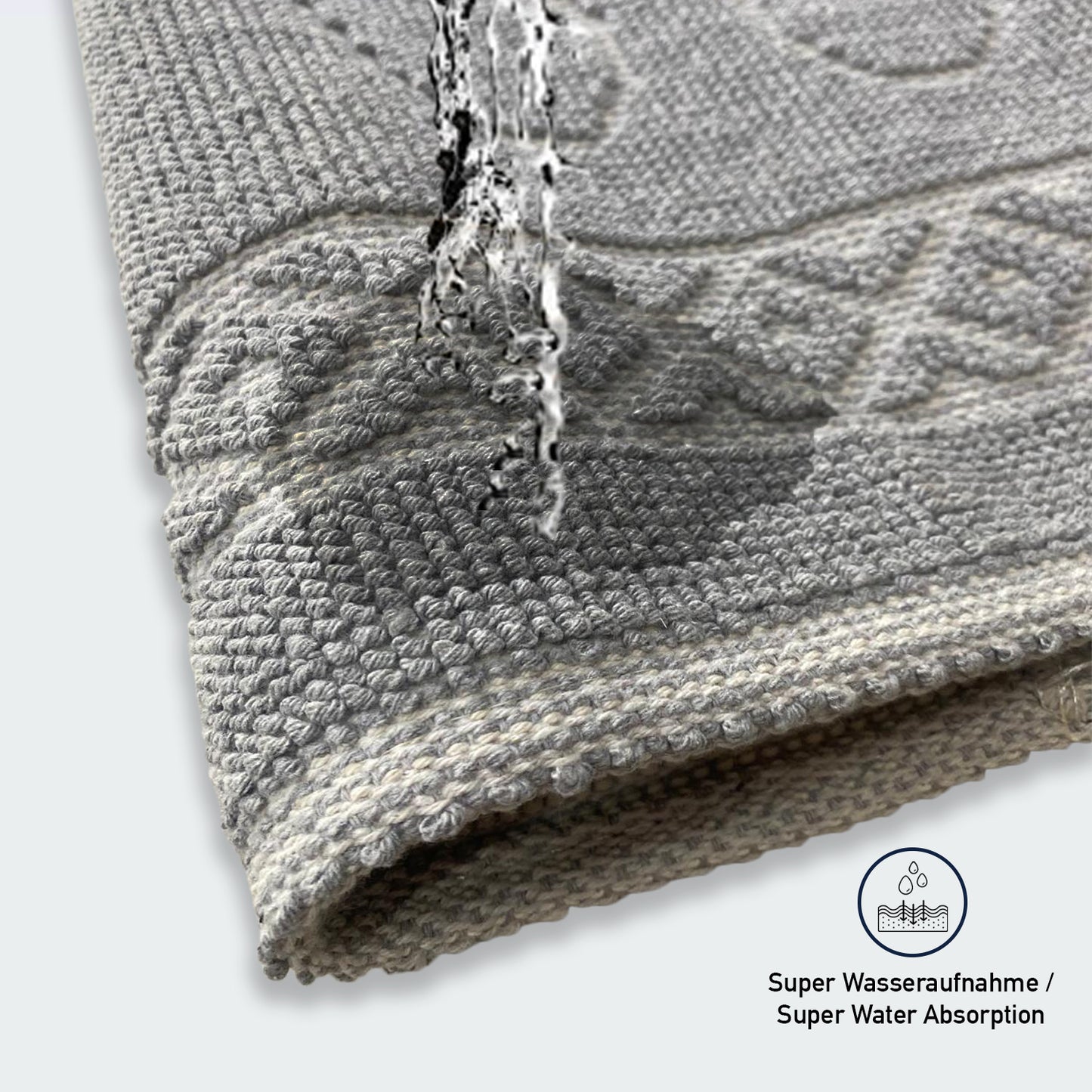 Bonny Home Soffy Grau & Grau 2er Pack Badematte Natürliche Baumwolle Badteppich