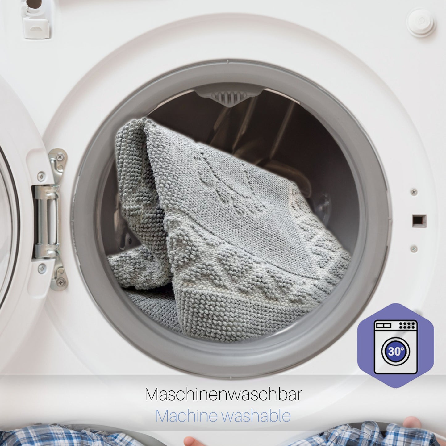Bonny Home Soffy Grau & Grau 2er Pack Badematte Natürliche Baumwolle Badteppich