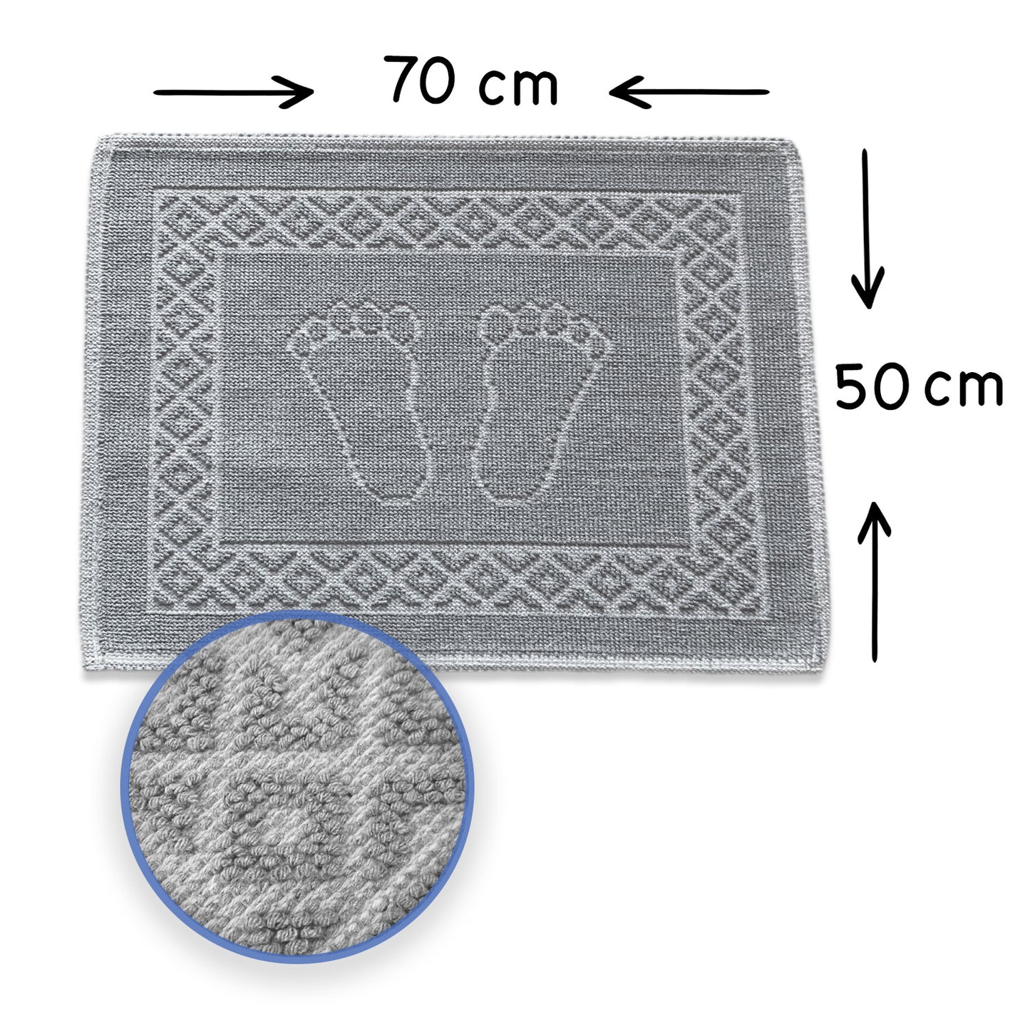 Bonny Home Soffy Grau & Grau 2er Pack Badematte Natürliche Baumwolle Badteppich