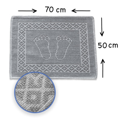 Bonny Home Soffy Grau & Grau 2er Pack Badematte Natürliche Baumwolle Badteppich