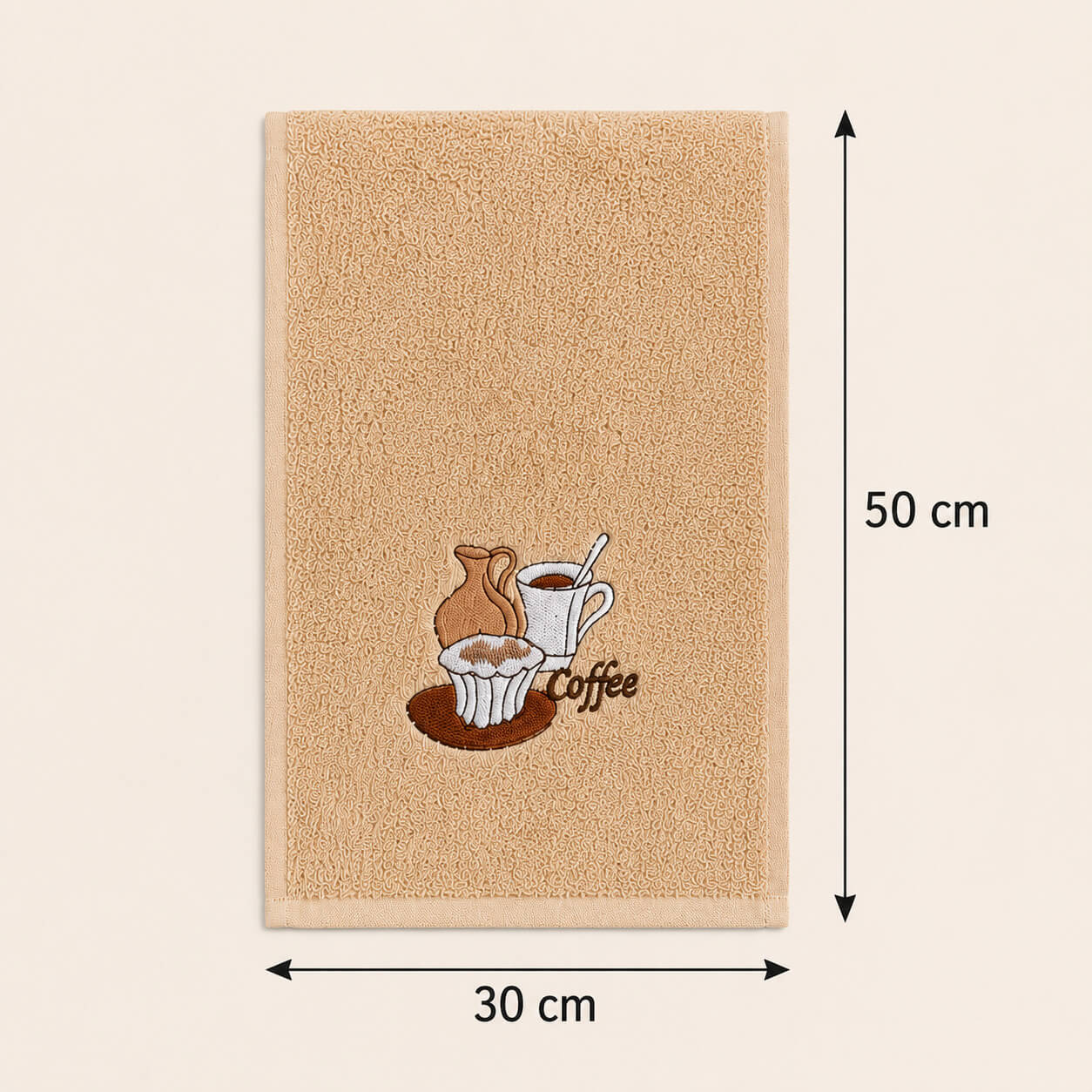 6er-Set Küchentücher, besticktes Kaffeemuster, 100 % Baumwolle, 30 x 50 cm