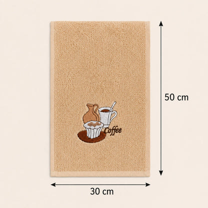 6er-Set Küchentücher, besticktes Kaffeemuster, 100 % Baumwolle, 30 x 50 cm