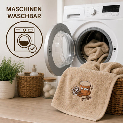 6er-Set Küchentücher, besticktes Kaffeemuster, 100 % Baumwolle, 30 x 50 cm