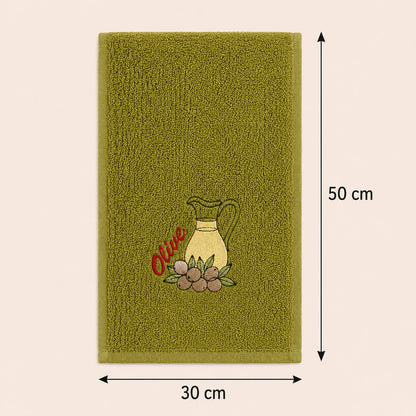 6er-Set Küchentücher, gesticktes Olivenmuster, 100 % Baumwolle, 30 x 50 cm