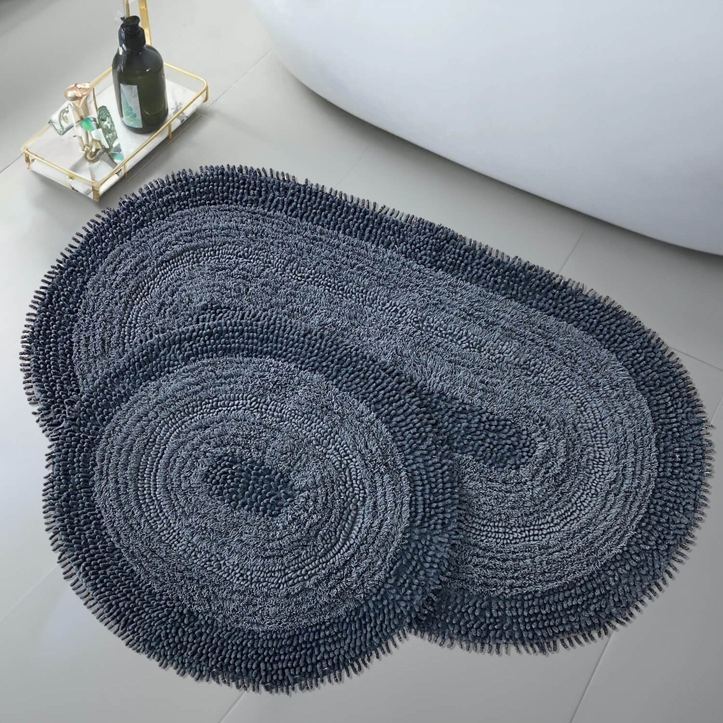 Bonny Home Macoroni Anthrazit 2er-Set Badematten aus Baumwolle