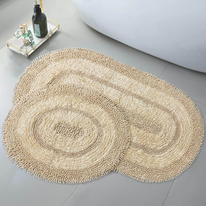 Bonny Home Macoroni Beige 2er-Set Badematten aus Baumwolle