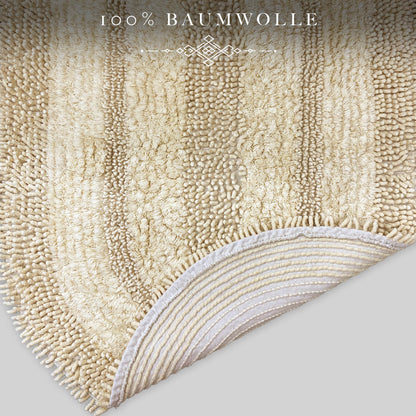 Bonny Home Macoroni Beige 2er-Set Badematten aus Baumwolle