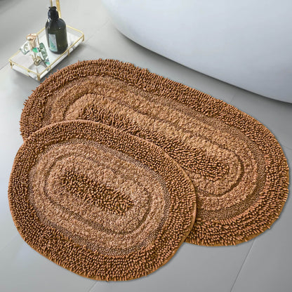 Bonny Home Macoroni Braun 2er-Set Badematten aus Baumwolle