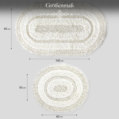 Bonny Home Macoroni Creme 2er-Set Badematten aus Baumwolle