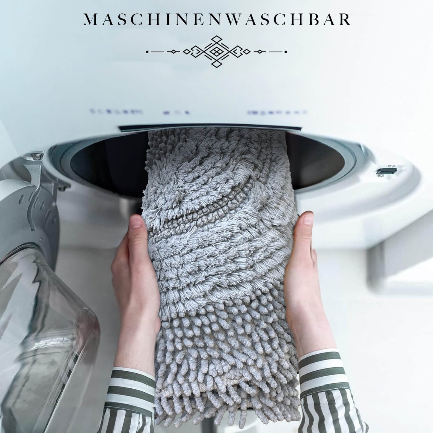 Bonny Home Macoroni Grau 2er-Set Badematten aus Baumwolle