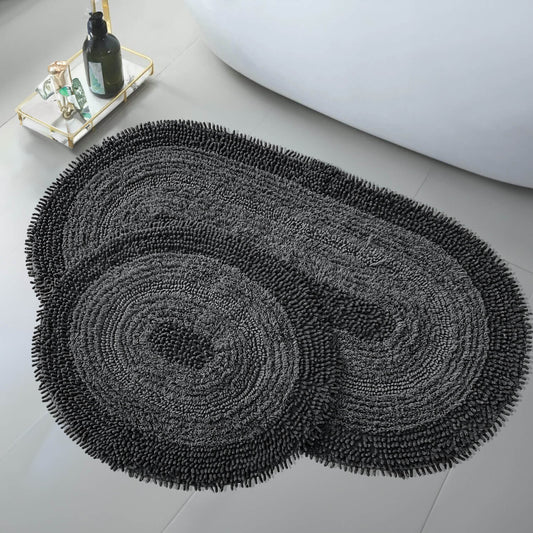 Bonny Home Macoroni Schwarz 2er-Set Badematten aus Baumwolle