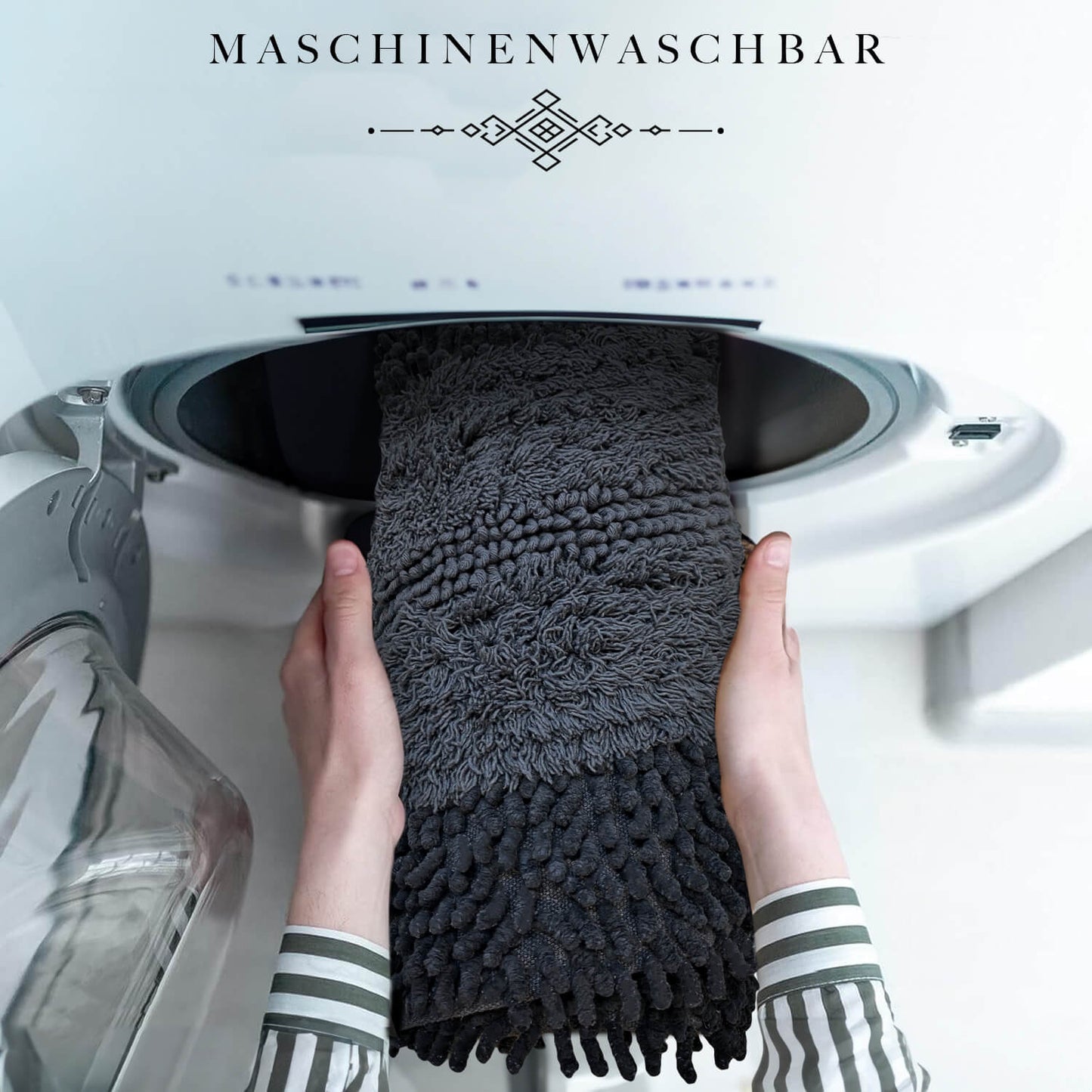 Bonny Home Macoroni Schwarz 2er-Set Badematten aus Baumwolle